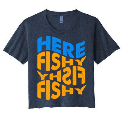 Retro Here Fishy Fishy Fishy Women's Crop Top Tee