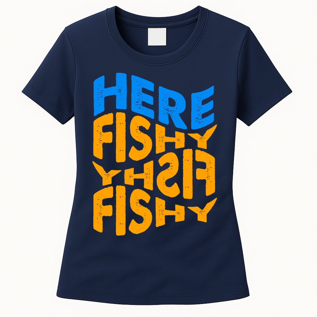 Retro Here Fishy Fishy Fishy Womens T-Shirt