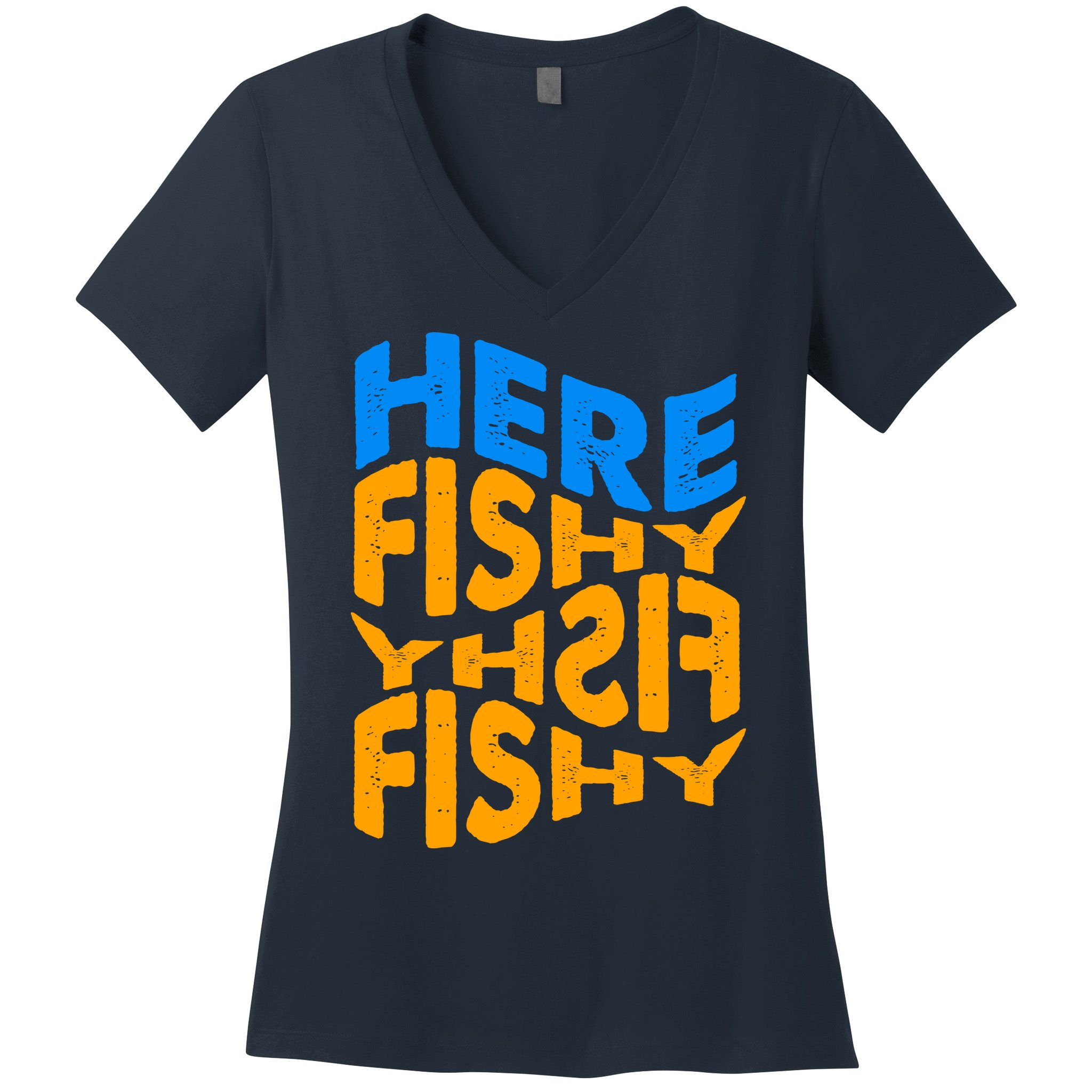 Retro Here Fishy Fishy Fishy Women's V-Neck T-Shirt