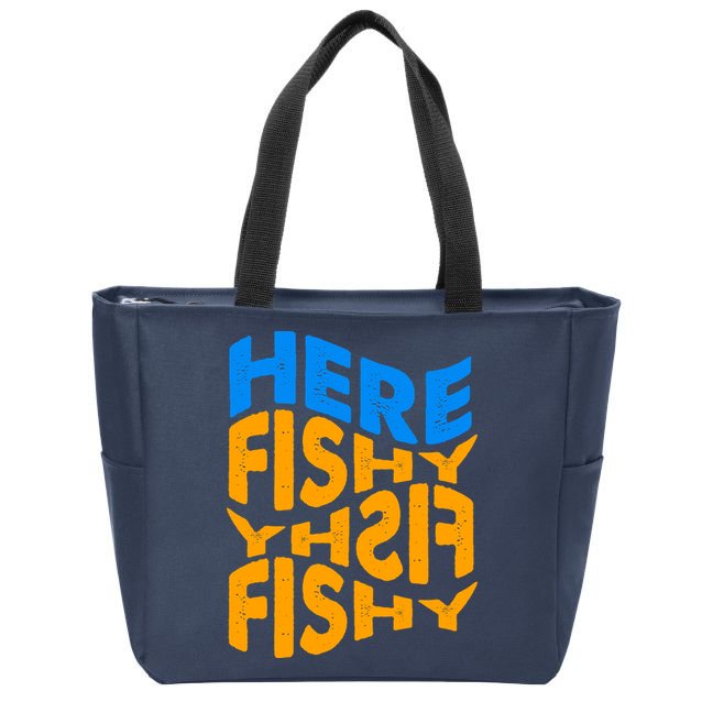Retro Here Fishy Fishy Fishy Zip Tote Bag