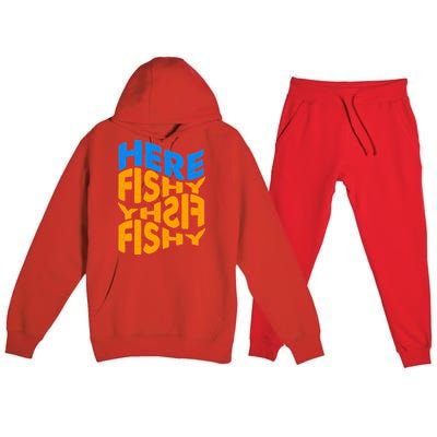 Retro Here Fishy Fishy Fishy Premium Hooded Sweatsuit Set