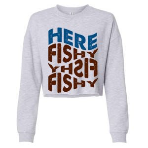 Retro Here Fishy Fishy Fishy Cropped Pullover Crew