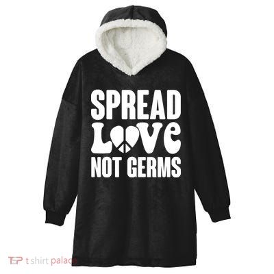 Retro Hippie Spread Love Not Germs Hooded Wearable Blanket