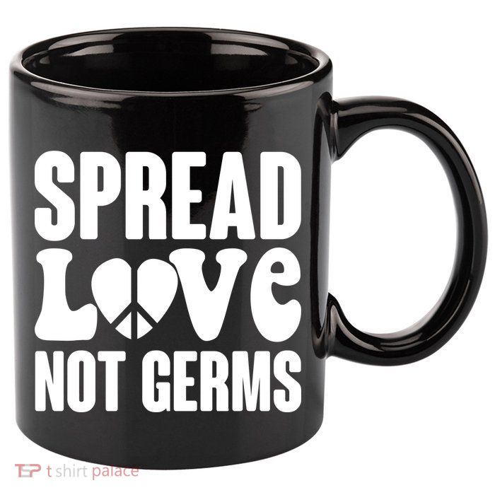 Retro Hippie Spread Love Not Germs 11oz C Handle Ceramic Mug