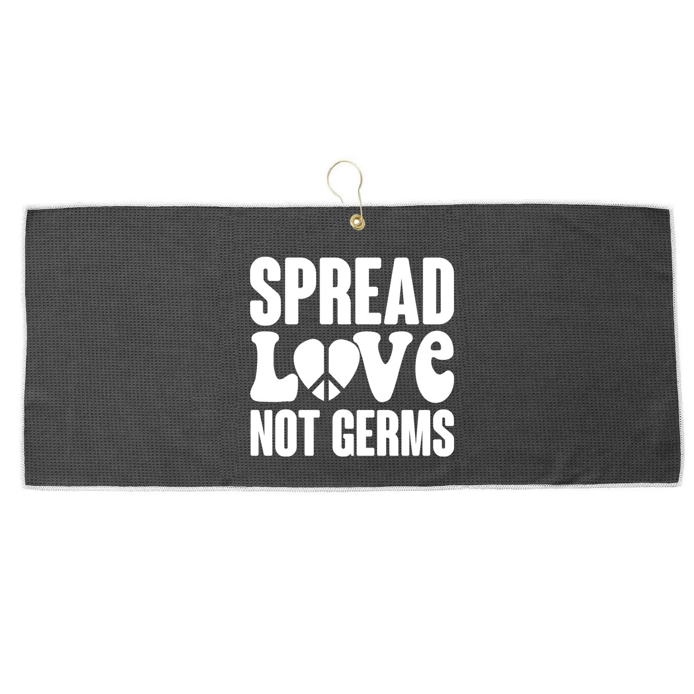 Retro Hippie Spread Love Not Germs Large Microfiber Waffle Golf Towel