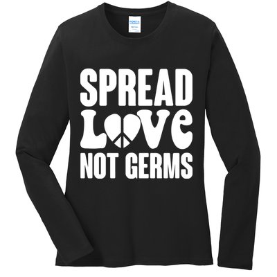 Retro Hippie Spread Love Not Germs Ladies Long Sleeve Shirt