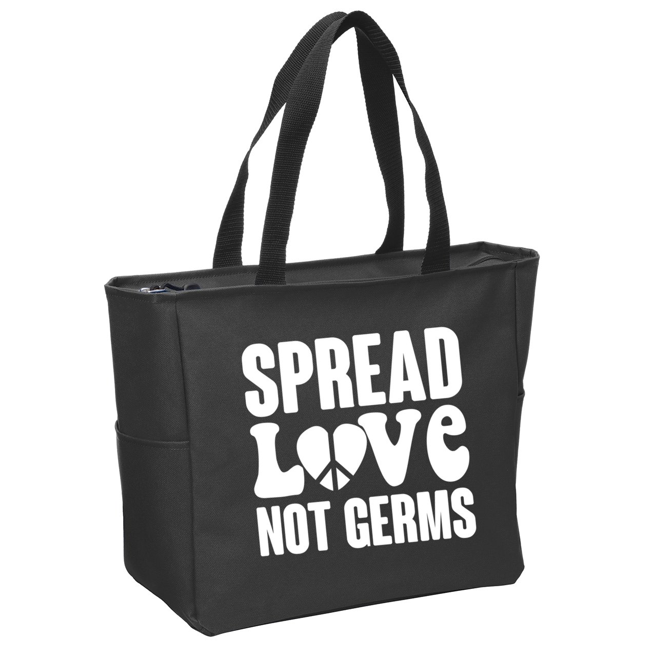 Retro Hippie Spread Love Not Germs Zip Tote Bag
