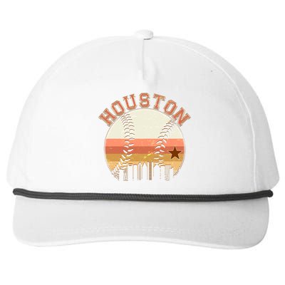 Retro Houston Baseball Fan Snapback Five-Panel Rope Hat