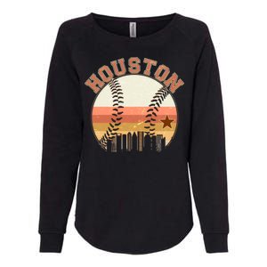 Retro Houston Baseball Fan Womens California Wash Sweatshirt