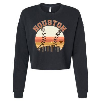 Retro Houston Baseball Fan Cropped Pullover Crew