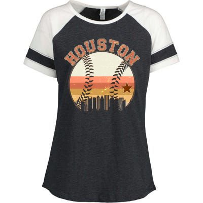 Retro Houston Baseball Fan Enza Ladies Jersey Colorblock Tee