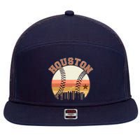 Retro Houston Baseball Fan 7 Panel Mesh Trucker Snapback Hat