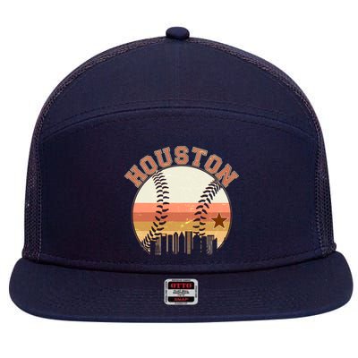 Retro Houston Baseball Fan 7 Panel Mesh Trucker Snapback Hat