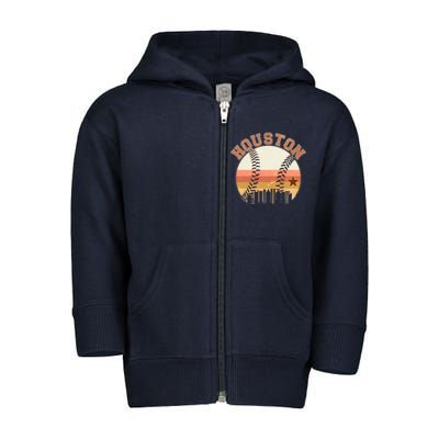 Retro Houston Baseball Fan Toddler Zip Fleece Hoodie