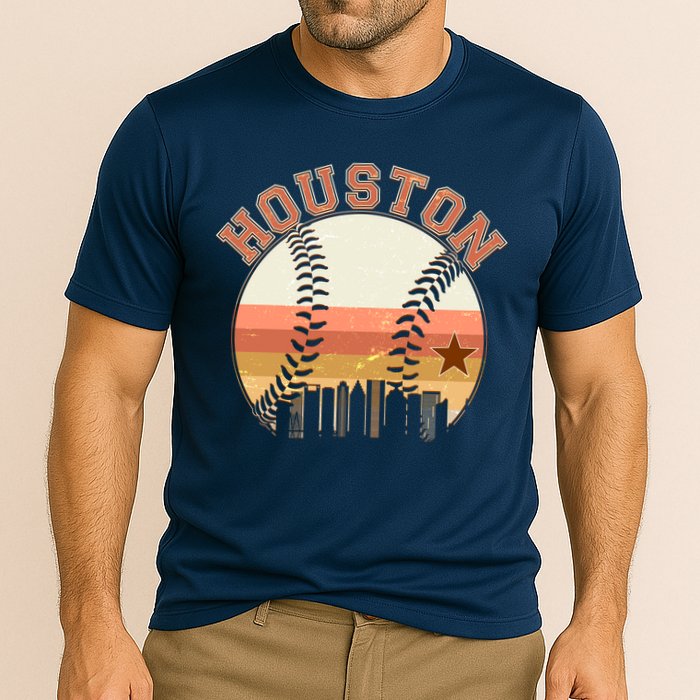 Retro Houston Baseball Fan Cooling Performance Crew T-Shirt
