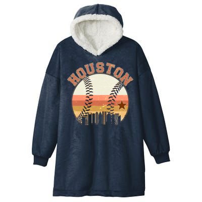 Retro Houston Baseball Fan Hooded Wearable Blanket