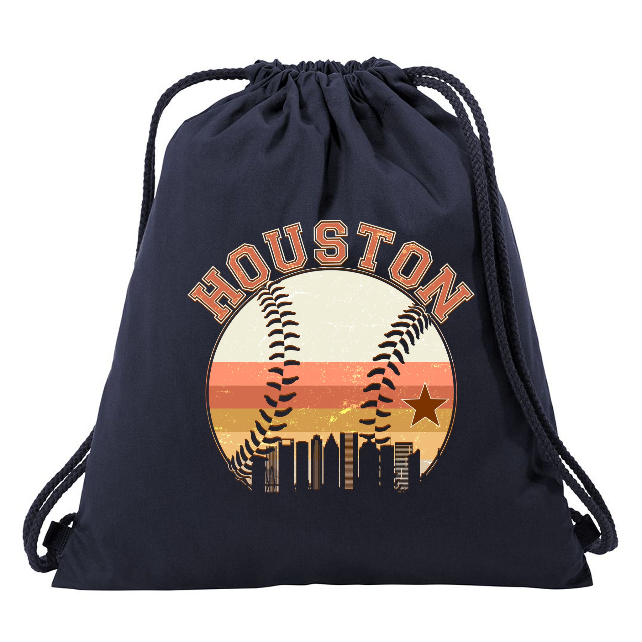 Retro Houston Baseball Fan Drawstring Bag