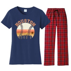 Retro Houston Baseball Fan Women's Flannel Pajama Set