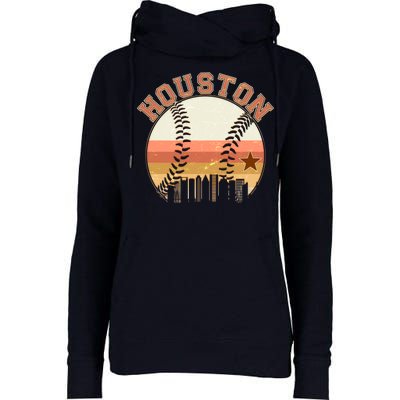 Retro Houston Baseball Fan Womens Funnel Neck Pullover Hood