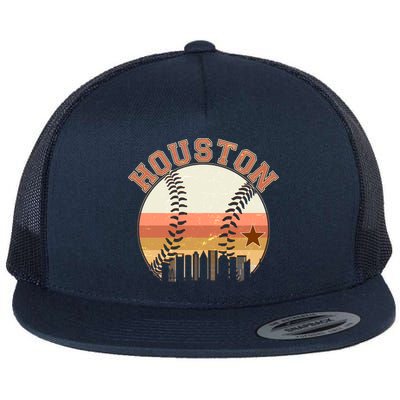 Retro Houston Baseball Fan Flat Bill Trucker Hat