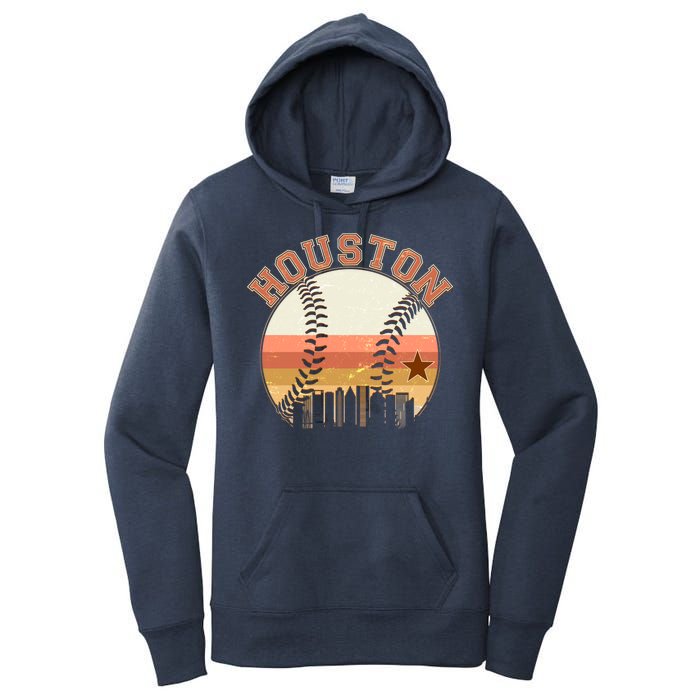 Retro Houston Baseball Fan Women's Pullover Hoodie