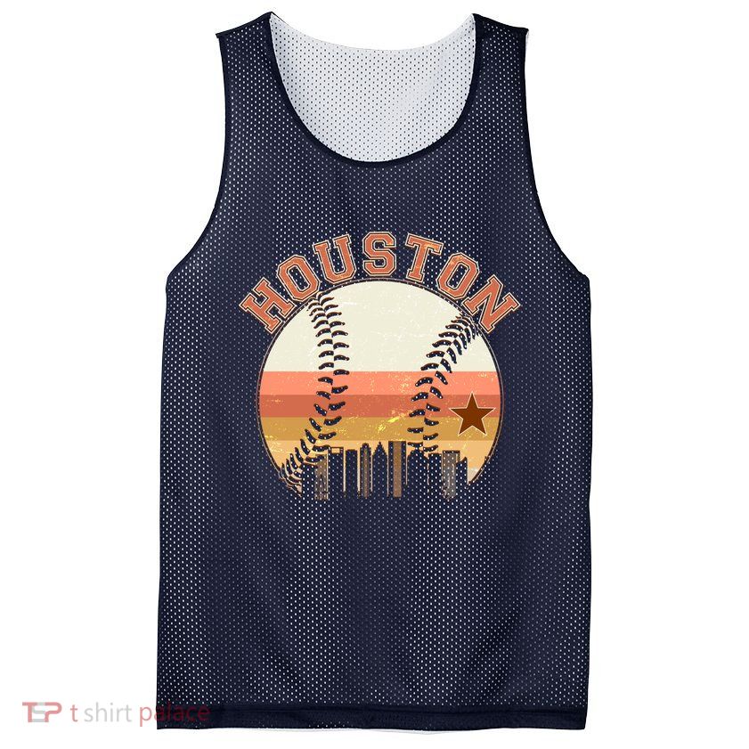 Retro Houston Baseball Fan Mesh Reversible Basketball Jersey Tank