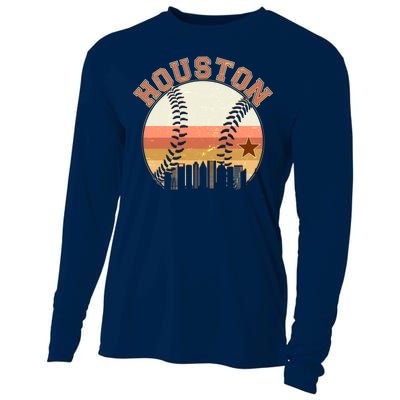 Retro Houston Baseball Fan Cooling Performance Long Sleeve Crew