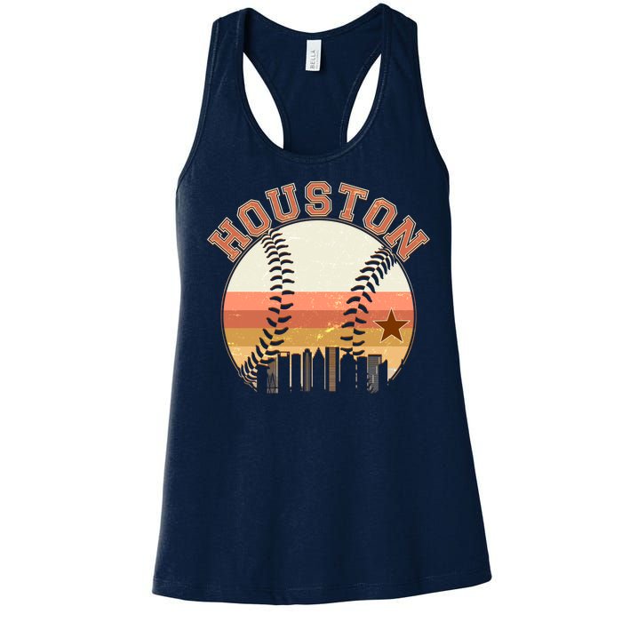 Retro Houston Baseball Fan Women's Racerback Tank