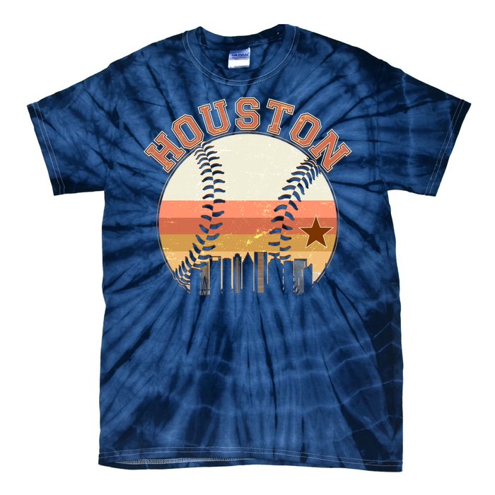 Retro Houston Baseball Fan Tie-Dye T-Shirt