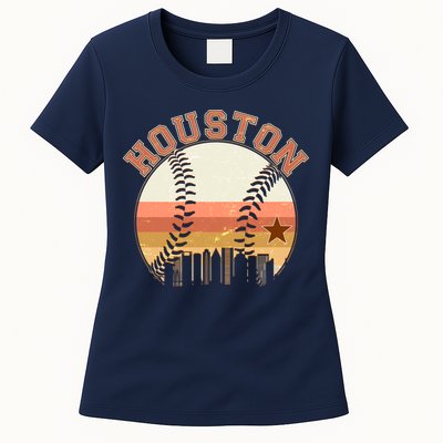 Retro Houston Baseball Fan Womens T-Shirt