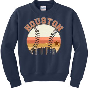 Retro Houston Baseball Fan Kids Sweatshirt