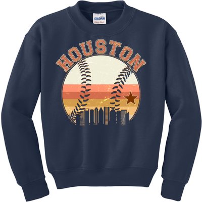 Retro Houston Baseball Fan Kids Sweatshirt