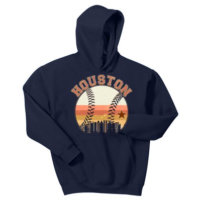 Retro Houston Baseball Fan Kids Hoodie