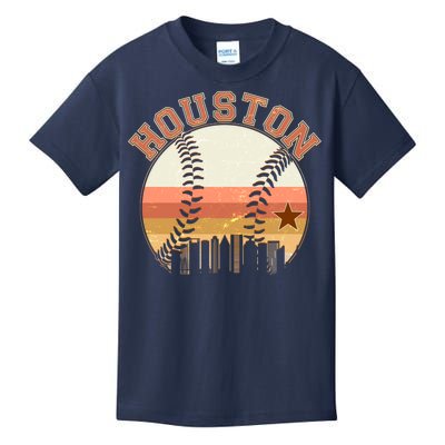 Retro Houston Baseball Fan Kids T-Shirt