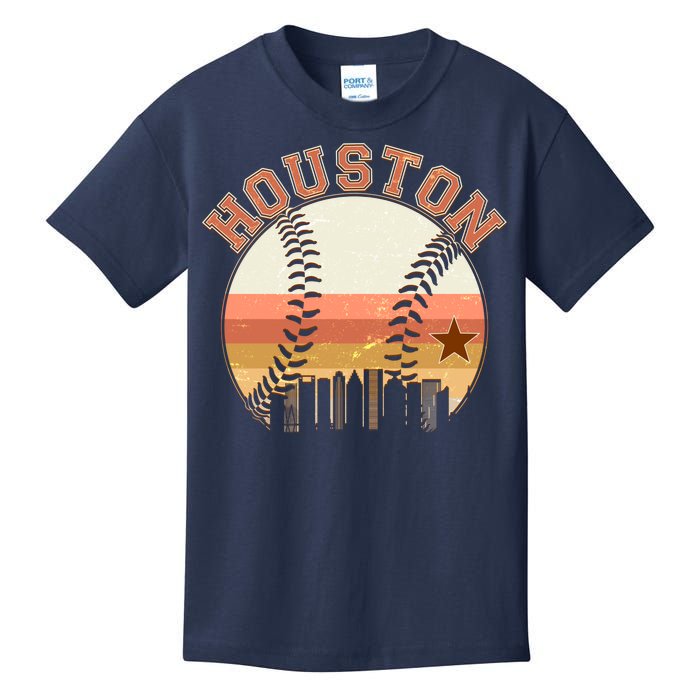 Retro Houston Baseball Fan Kids T-Shirt