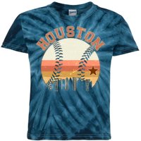 Retro Houston Baseball Fan Kids Tie-Dye T-Shirt