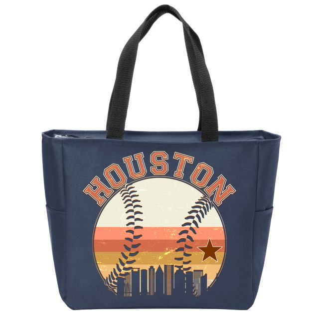 Retro Houston Baseball Fan Zip Tote Bag