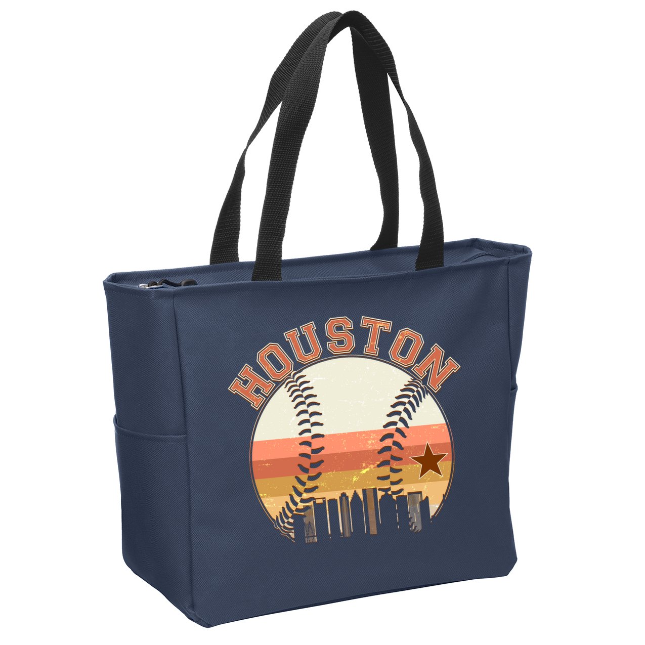 Retro Houston Baseball Fan Zip Tote Bag