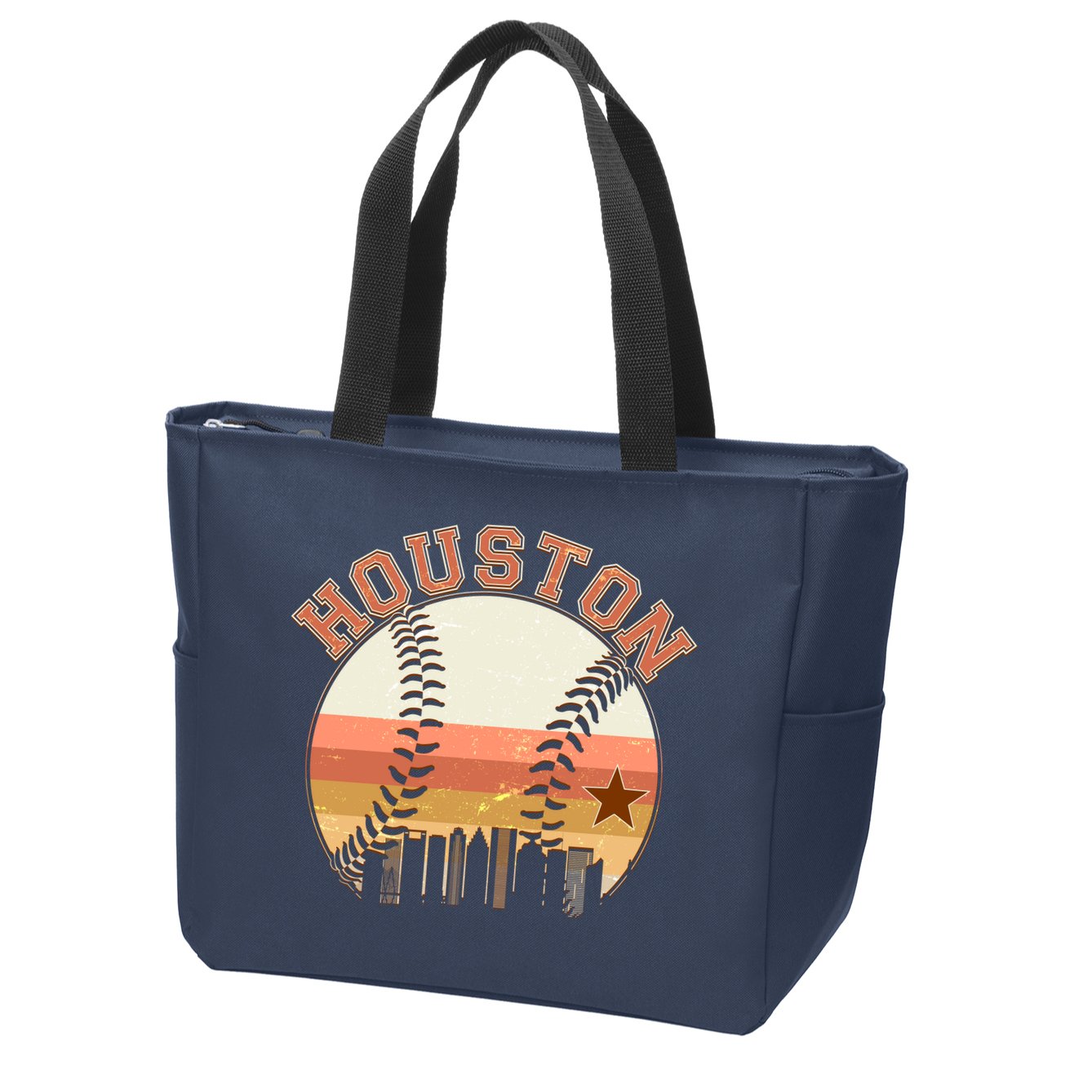 Retro Houston Baseball Fan Zip Tote Bag