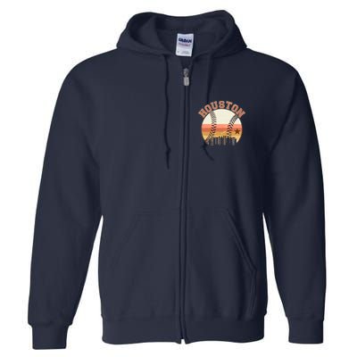 Retro Houston Baseball Fan Full Zip Hoodie