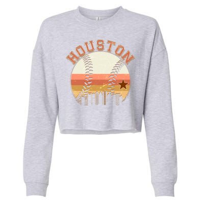 Retro Houston Baseball Fan Cropped Pullover Crew