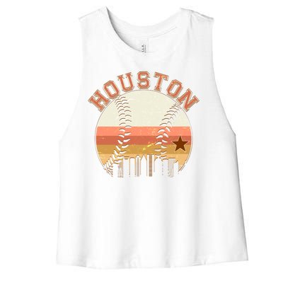 Retro Houston Baseball Fan Women's Racerback Cropped Tank