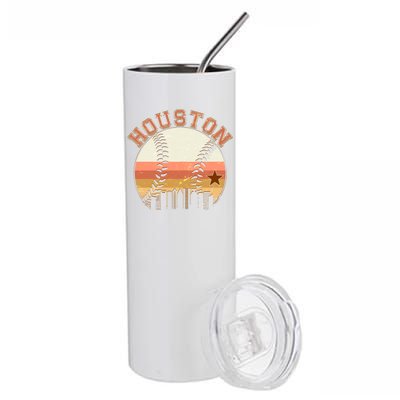 Retro Houston Baseball Fan Stainless Steel Tumbler