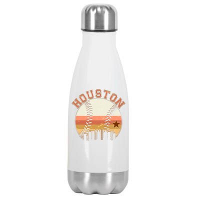 Retro Houston Baseball Fan Stainless Steel Insulated Water Bottle