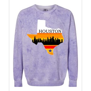 Retro Houston Texas Baseball Throwback Colorblast Crewneck Sweatshirt