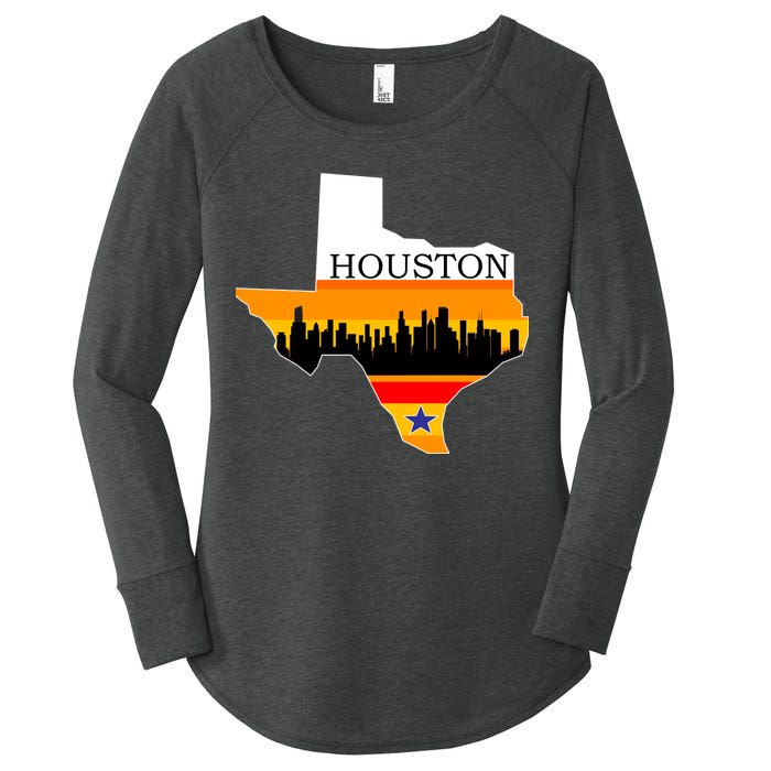 Retro Houston Texas Baseball Throwback Women's Perfect Tri Tunic Long Sleeve Shirt