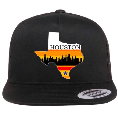 Retro Houston Texas Baseball Throwback Flat Bill Trucker Hat