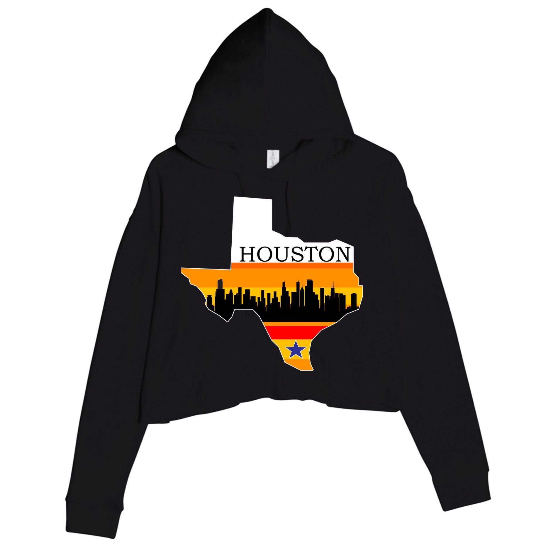 Retro Houston Texas Baseball Throwback Crop Fleece Hoodie