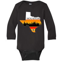 Retro Houston Texas Baseball Throwback Baby Long Sleeve Bodysuit