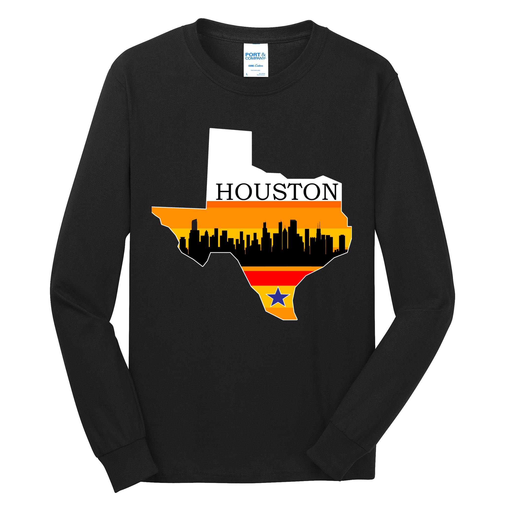 Retro Houston Texas Baseball Throwback Tall Long Sleeve T-Shirt